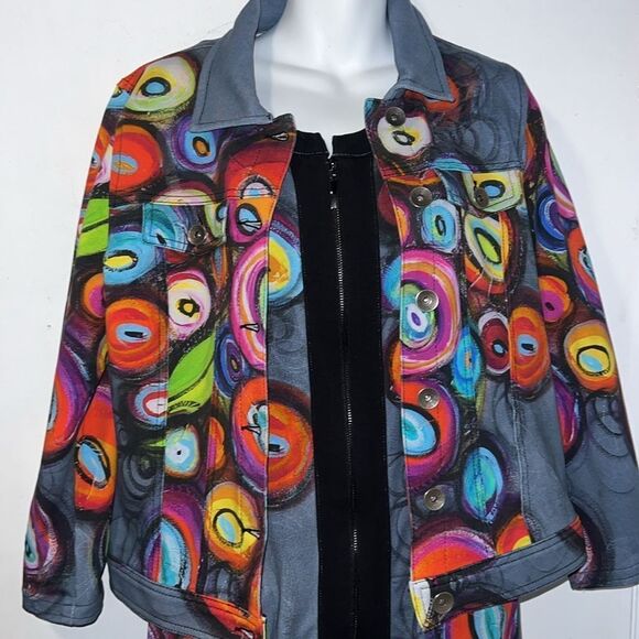 SIMPLY ART BY DOLCEZZA Multicolor Dress and Jacket Set-M - Picture 2 of 12